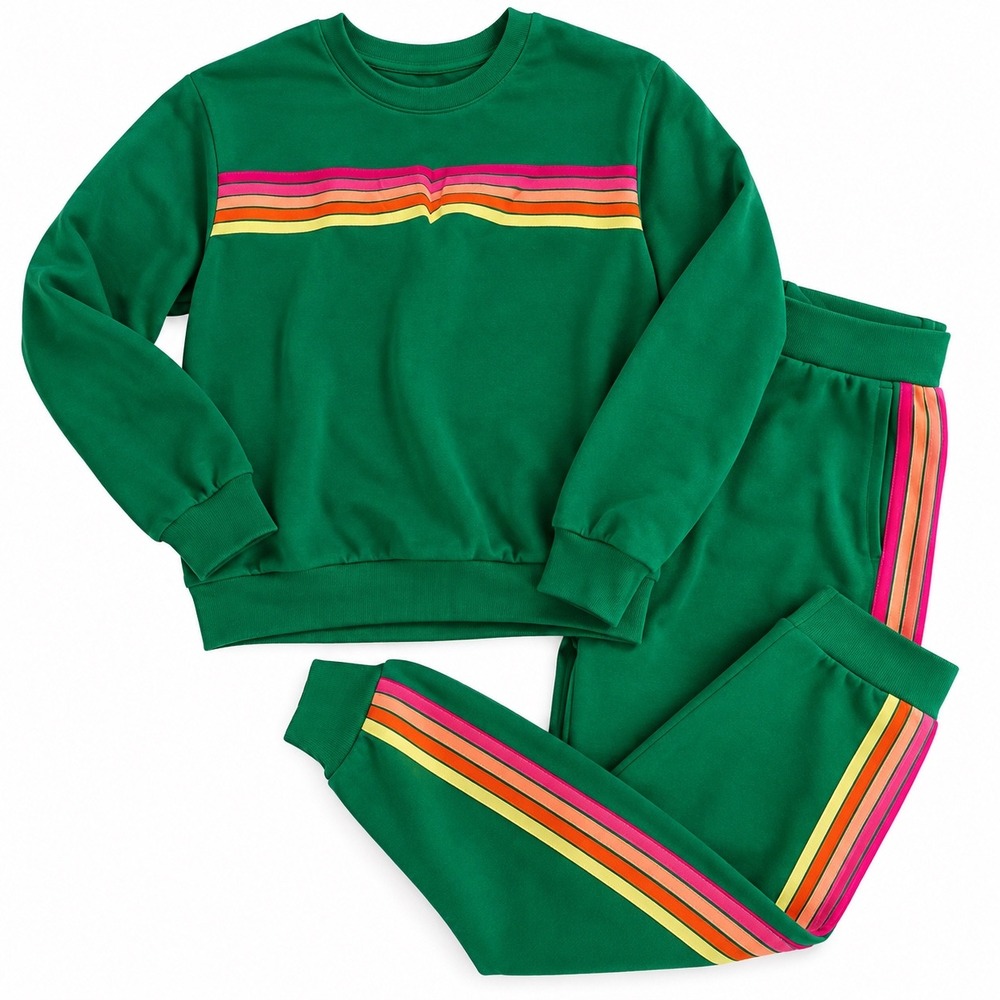 Rainbow Stripe Tracksuit Women Medium Retro Indie Sleaze Athleisure